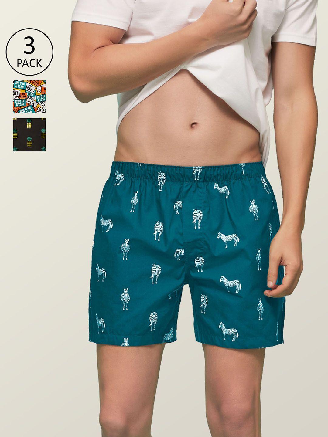 XYXX Men Printed Pack of 3 Remix Pure Cotton Boxer XYBOX3PCKN138