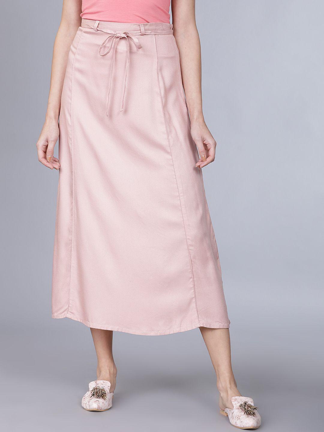 tokyo-talkies-women-pink-solid-a-line-midi-skirt