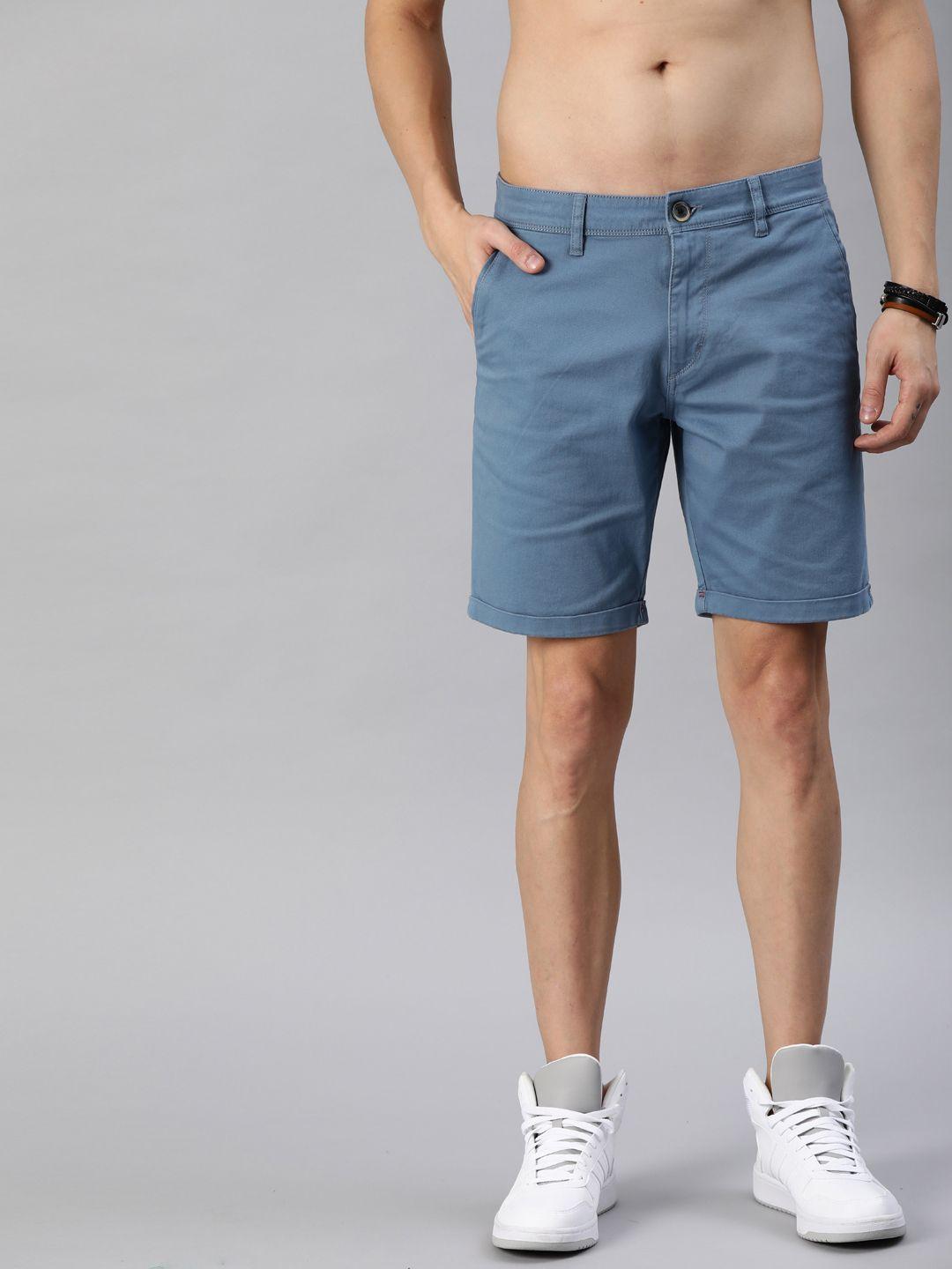 Roadster Men Blue Solid Regular Fit Chino Shorts