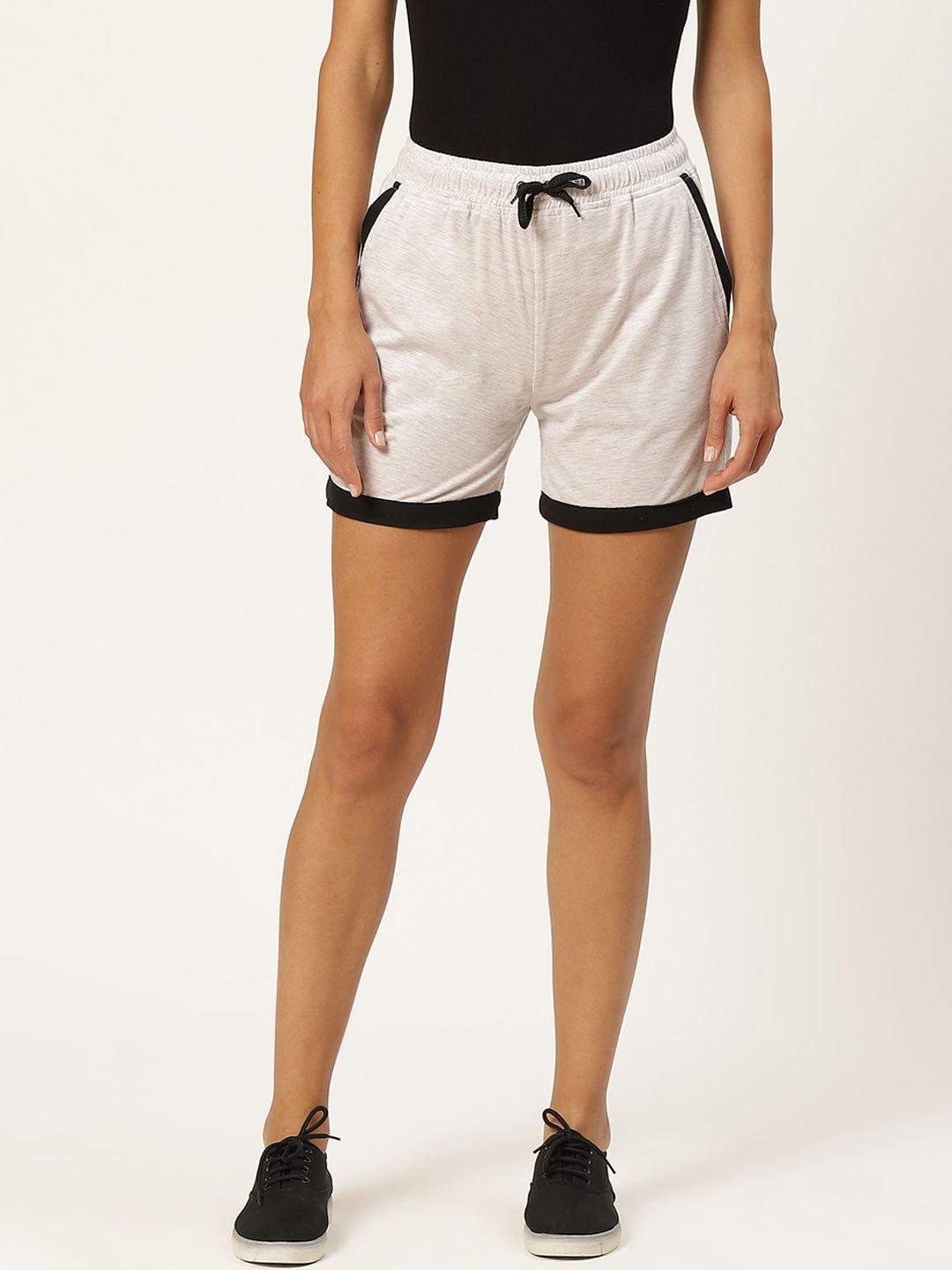 Alsace Lorraine Paris Women Off-White Solid Cotton Regular Fit Shorts