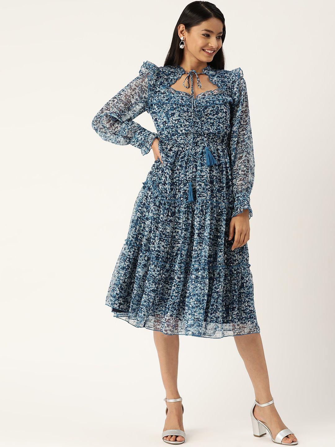 antheaa-women-blue-&-white-printed-a-line-tiered-dress-with-tie-up-neck