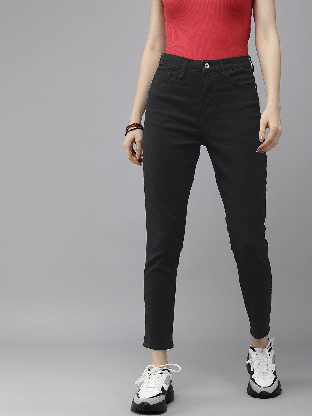 roadster-women-black-skinny-fit-high-rise-stretchable-cropped-jeans