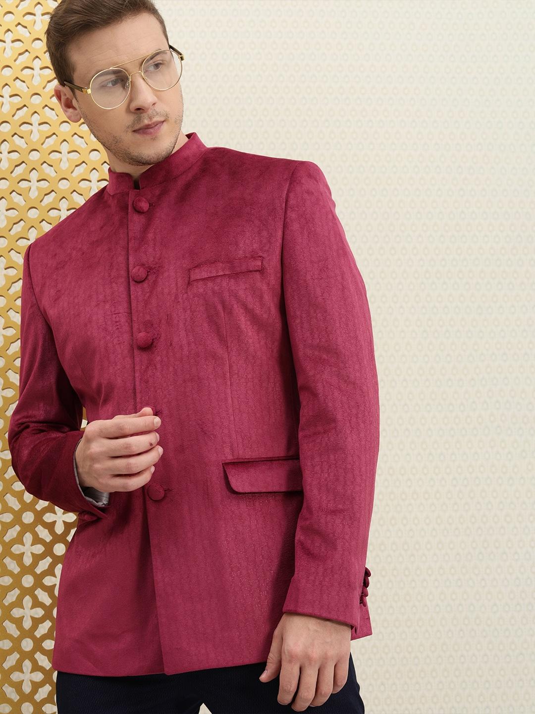 house-of-pataudi-men-pink-self-design-bandhgala-jashn-blazer