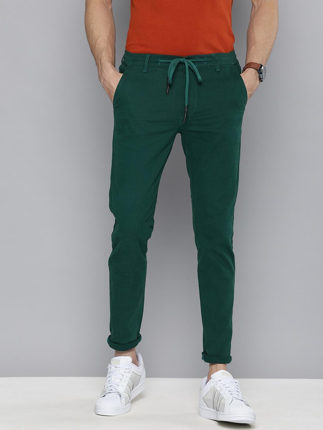 The Indian Garage Co Men Teal Slim Fit Chinos Trousers