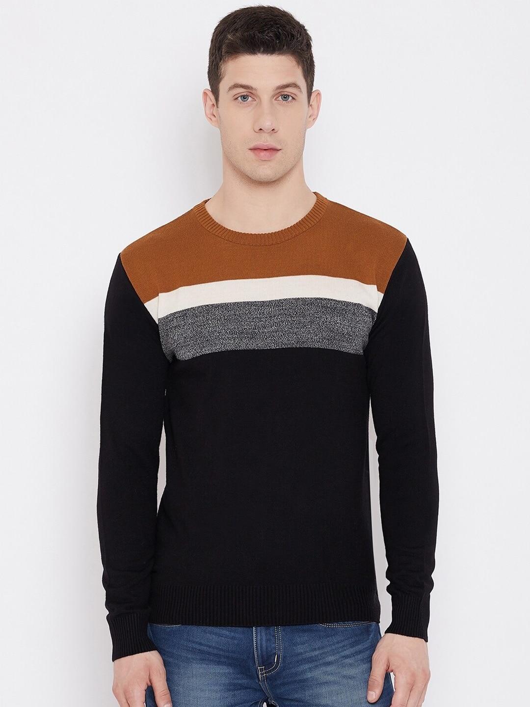 crimsoune-club-men-black-&-brown-colourblocked-pullover