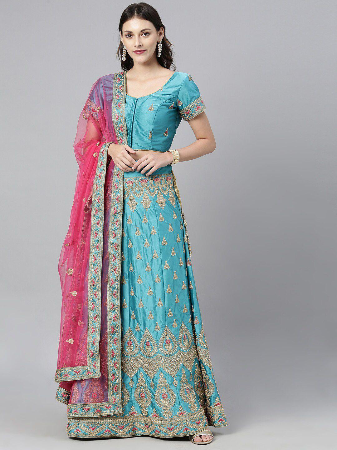 the-chennai-silks-green-&-pink-embroidered-ready-to-wear-lehenga-choli-with-dupatta