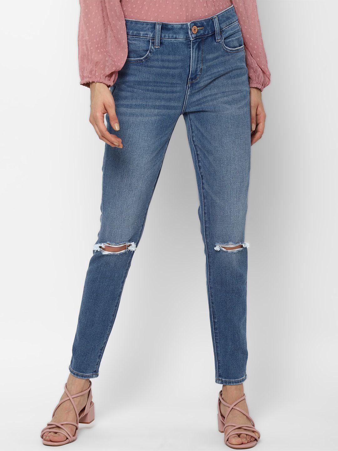 american-eagle-outfitters-women-blue-slim-fit-high-rise-slash-knee-light-fade-jeans