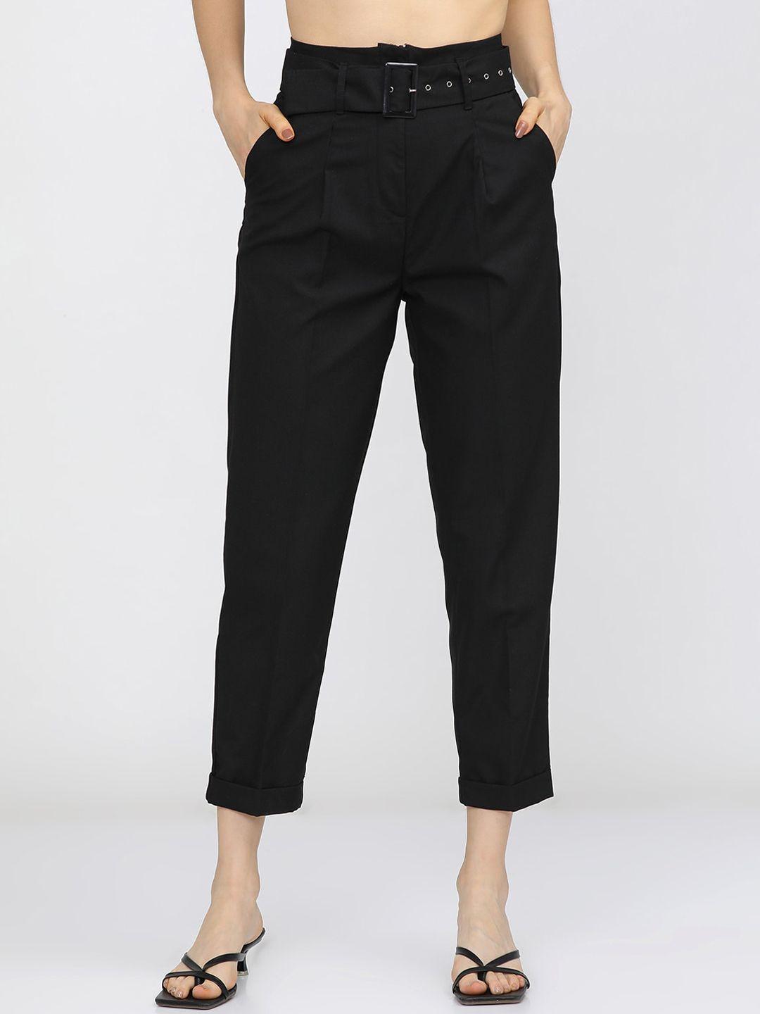 tokyo-talkies-women-black-slim-fit-pleated-trousers-with-belt
