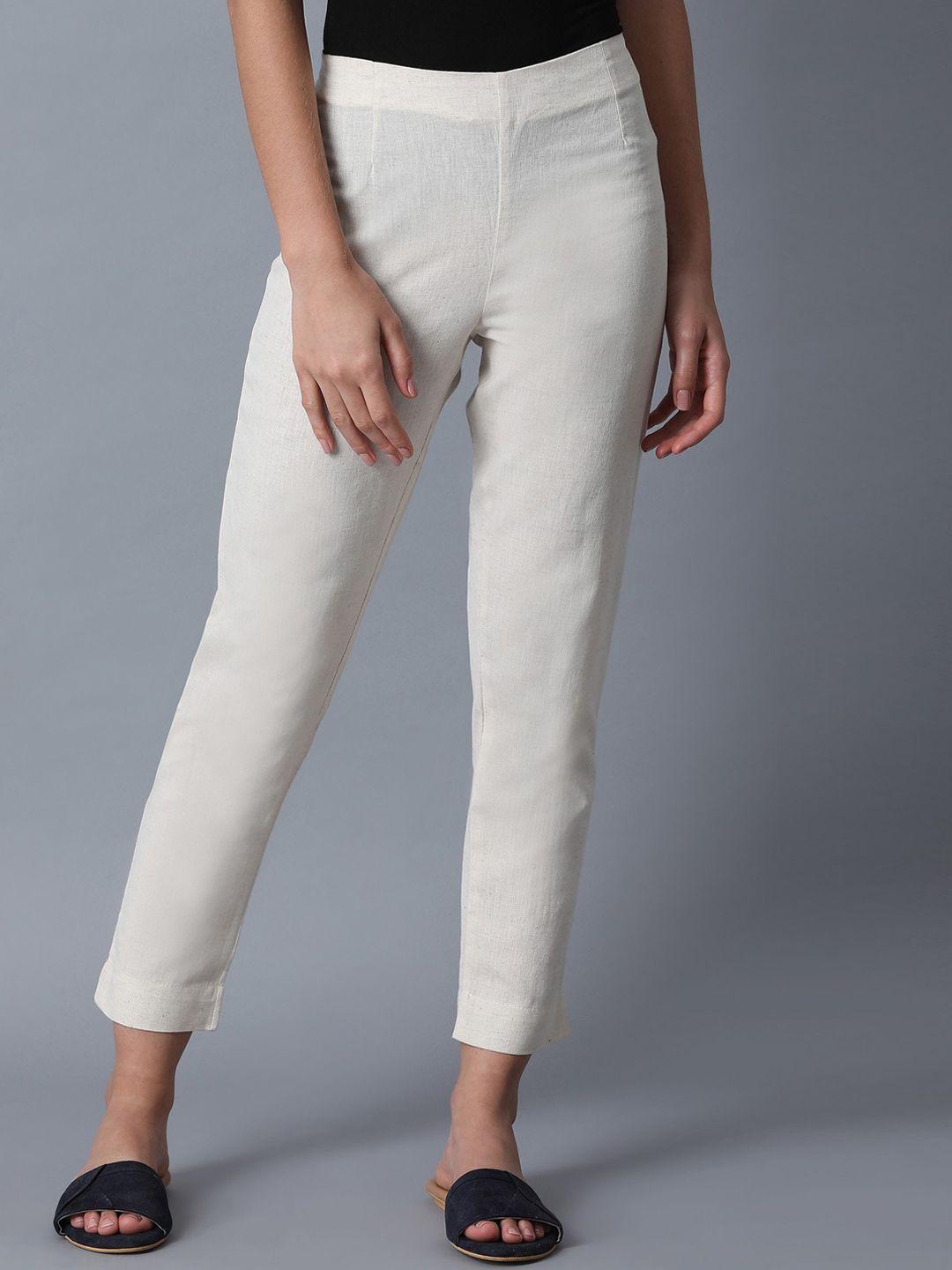 w-women-white-slim-fit-trousers