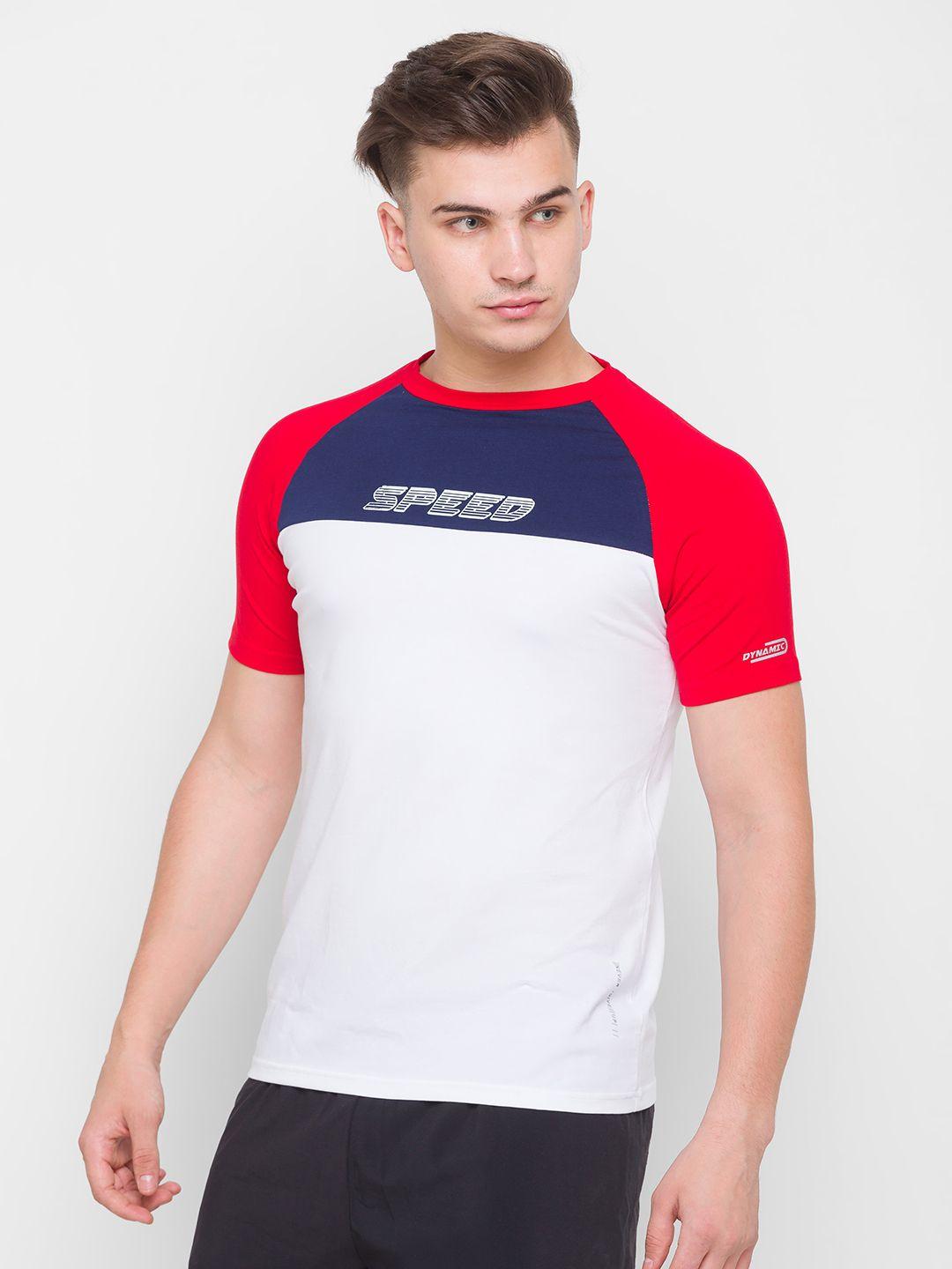 Globus Men White & Red Colorbblocked Slim Fit T-shirt
