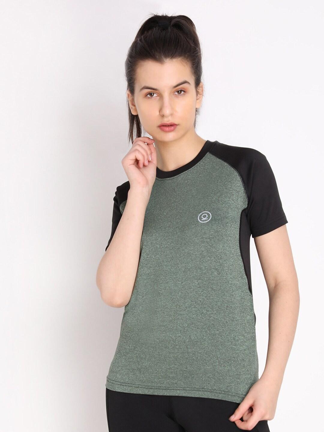 chkokko-women-green-&-black-colourblocked-outdoor-t-shirt