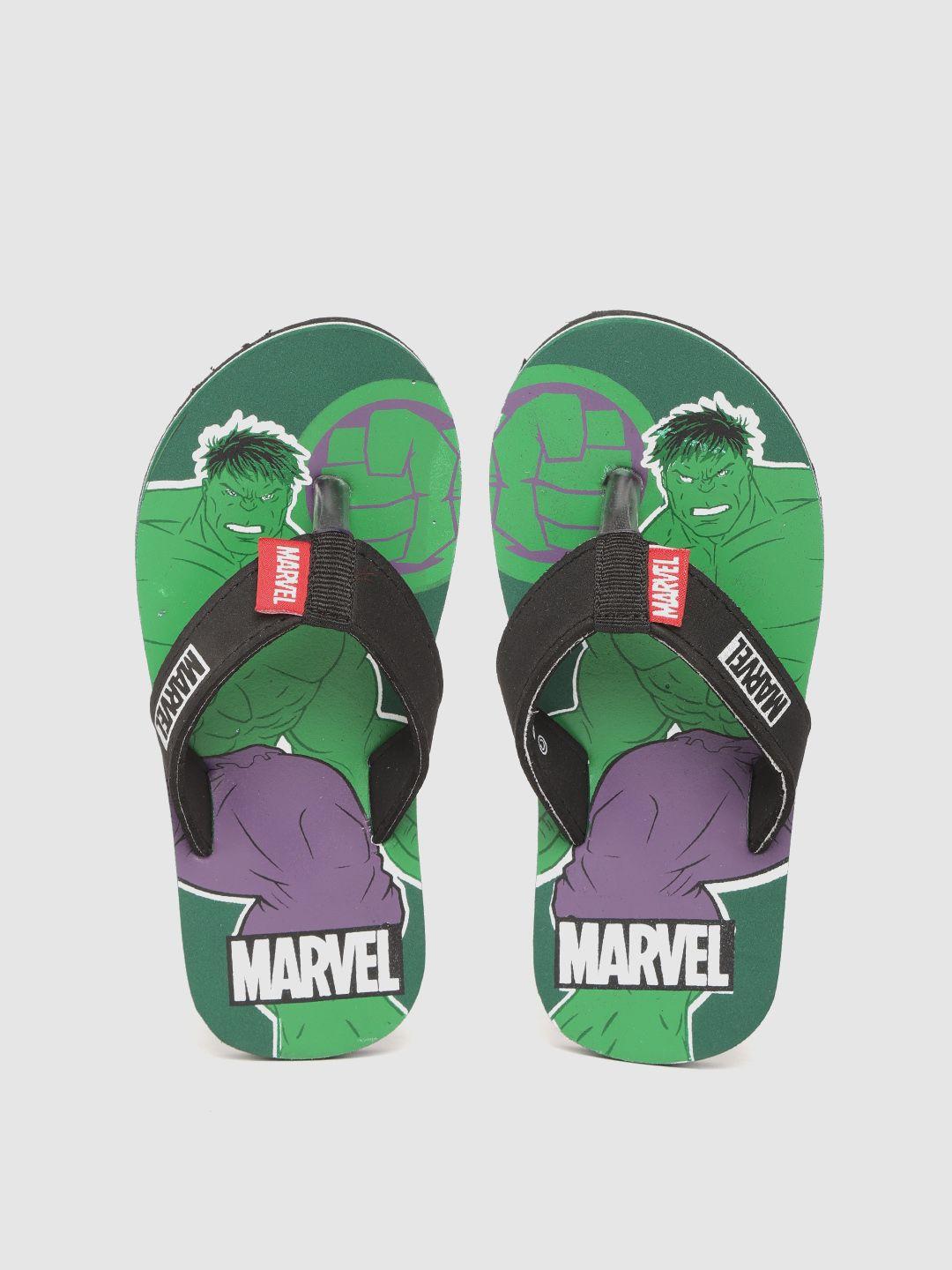toothless Boys Green & Black Printed Rubber Marvel Avengers Thong Flip-Flops