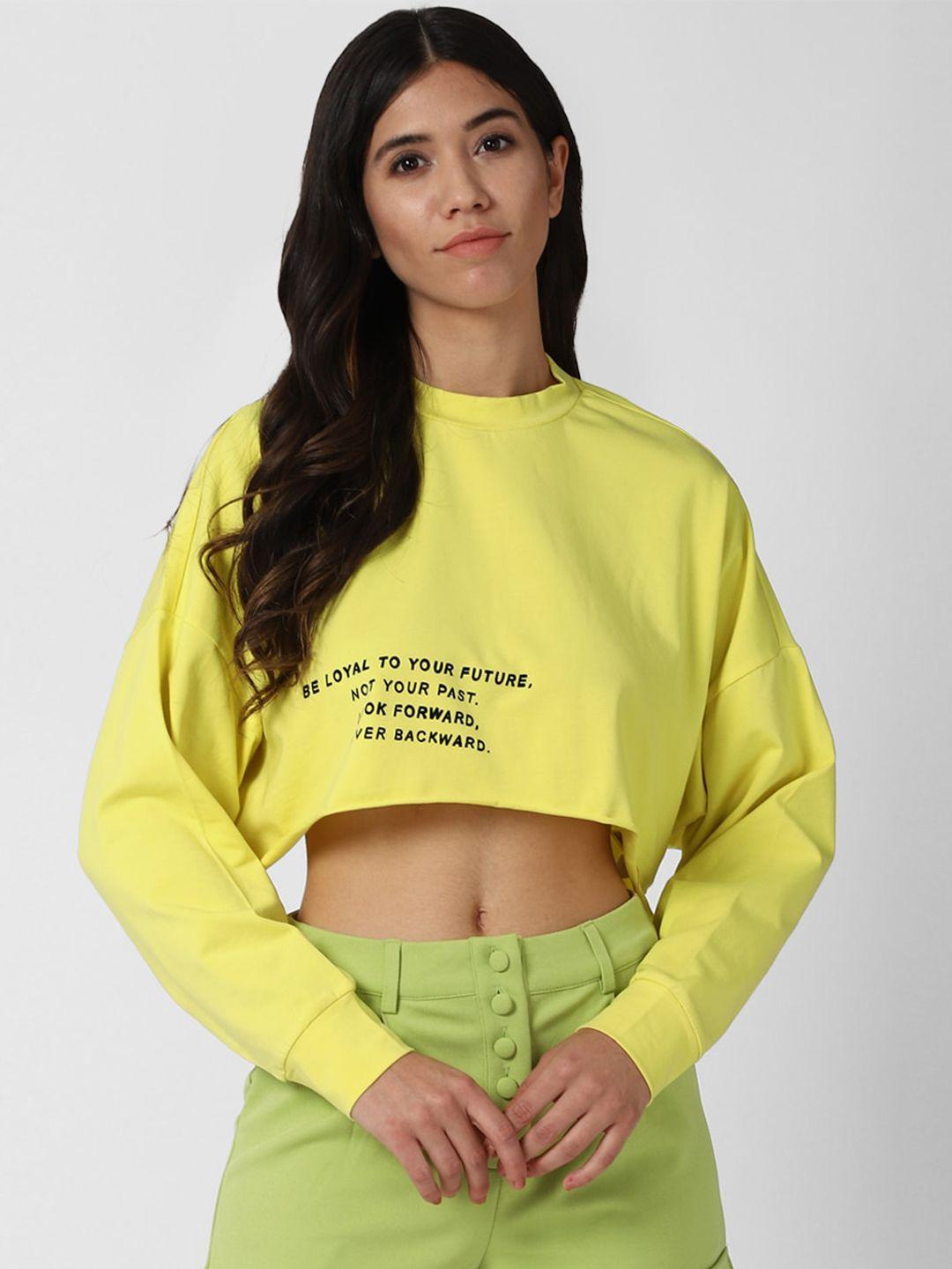 FOREVER 21 Yellow Print Boxy Crop Top
