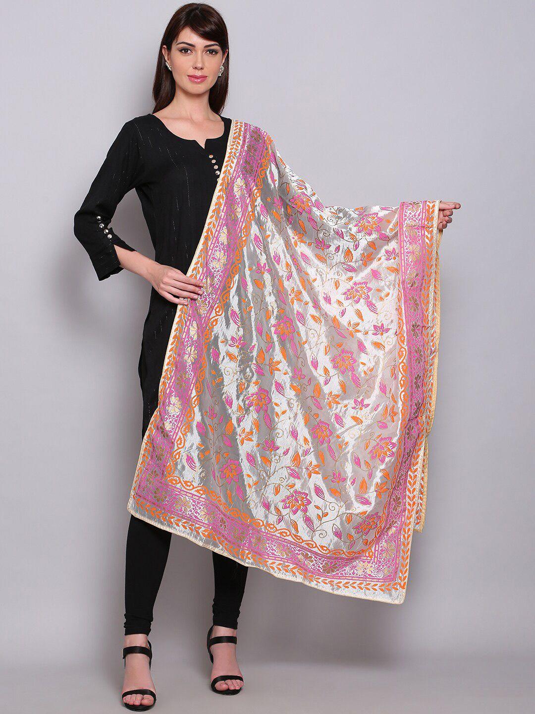 miaz-lifestyle-silver-toned-&-pink-ombre-printed-ombre-dupatta