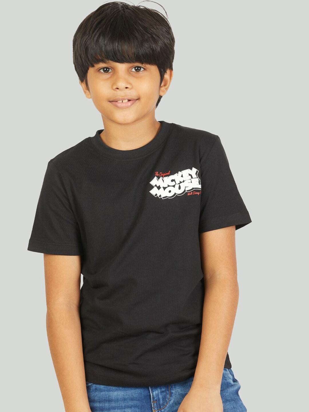 Zalio Boys Black Mickey Mouse Printed T-shirt