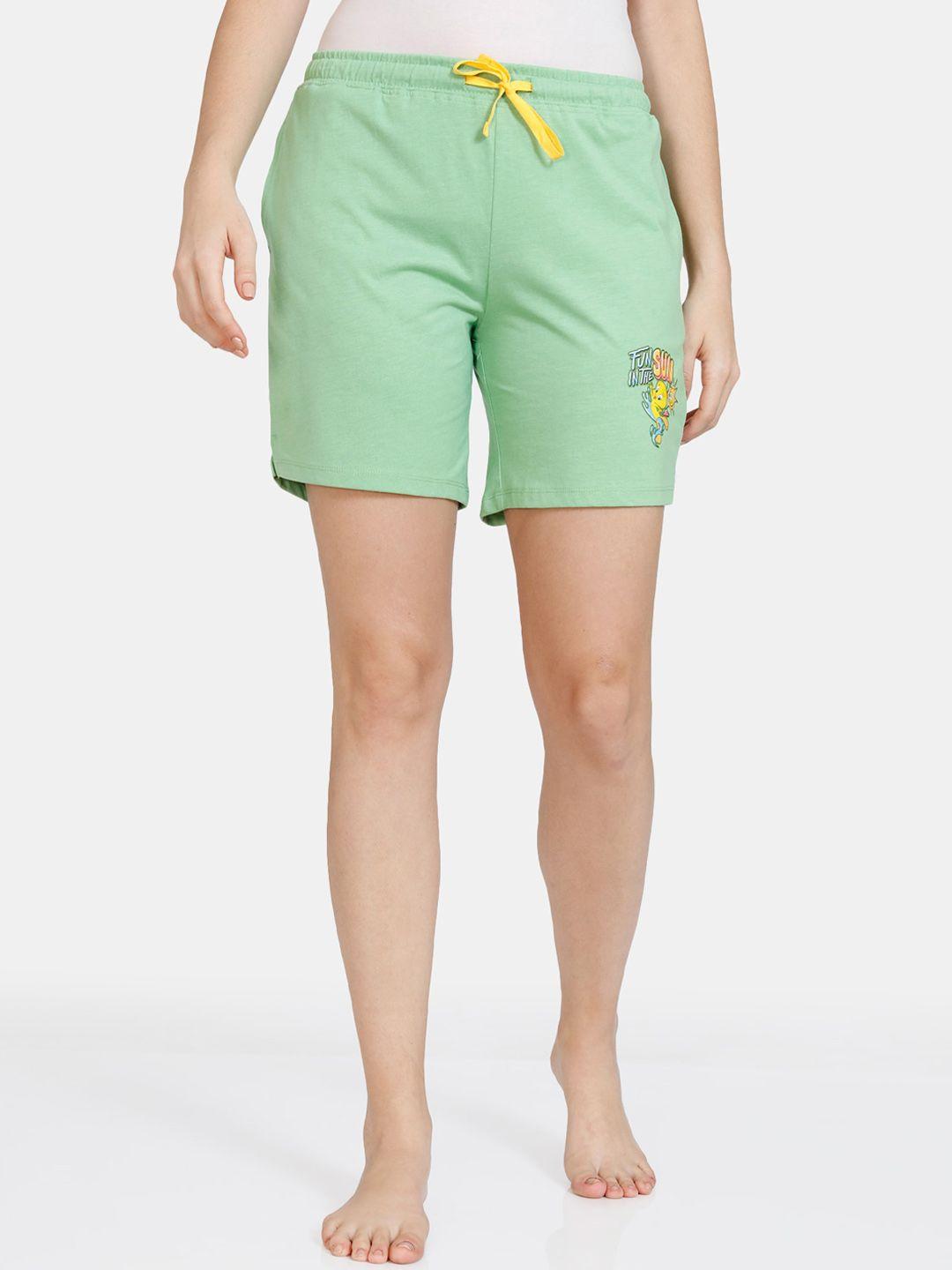 zivame-women-green-loose-fit-pure-cotton-shorts
