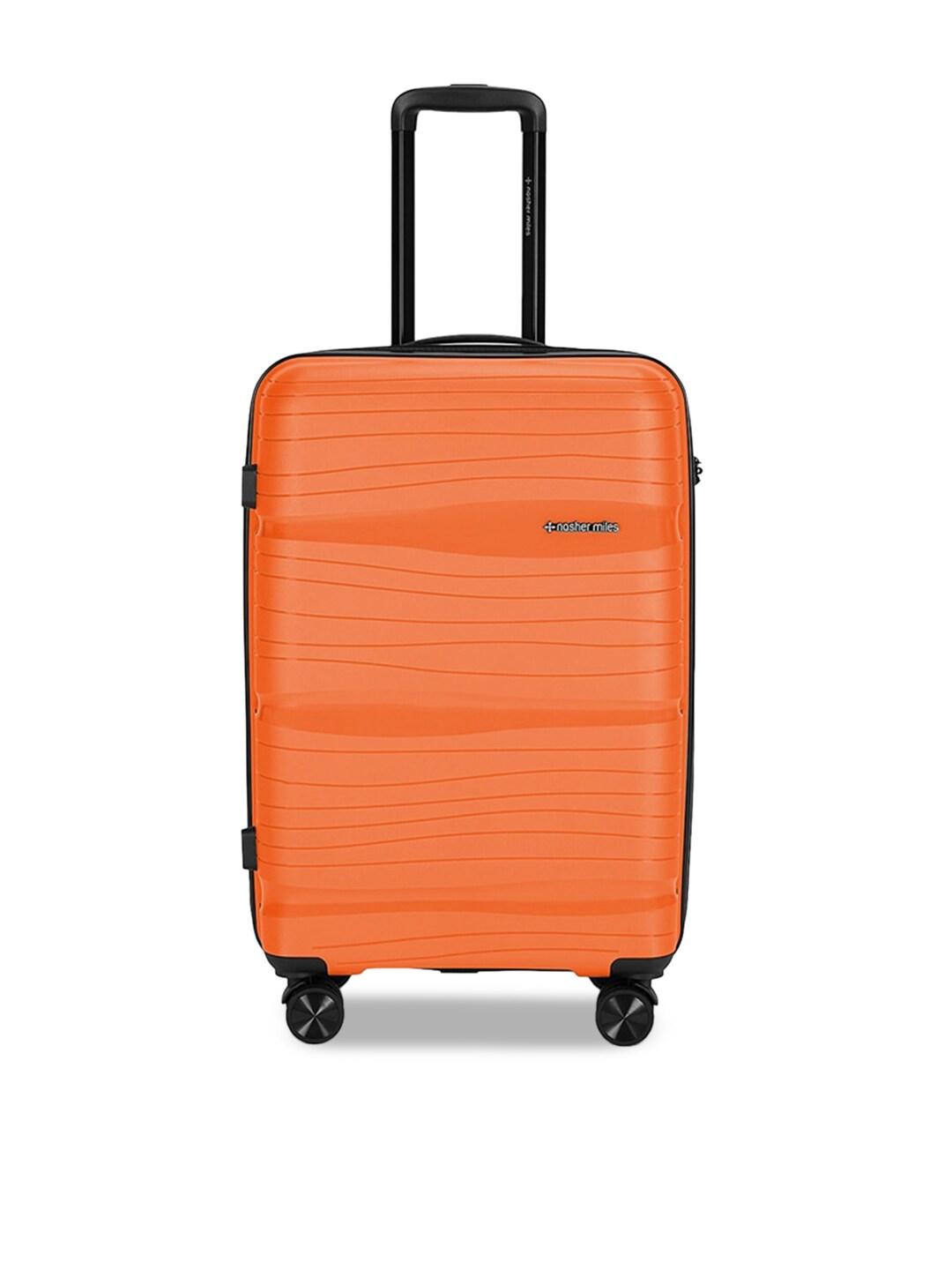 Nasher Miles Orange Textured Hard-Sided Polypropylene Medium Trolley Bag