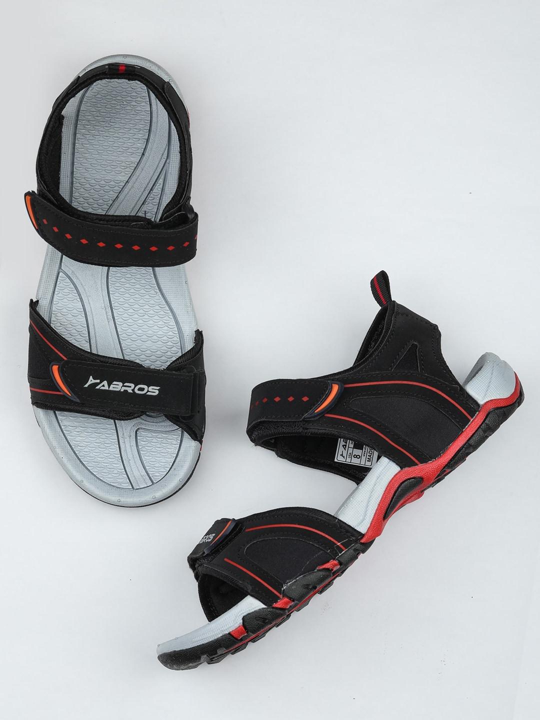 ABROS Men Black Solid Sports Sandals