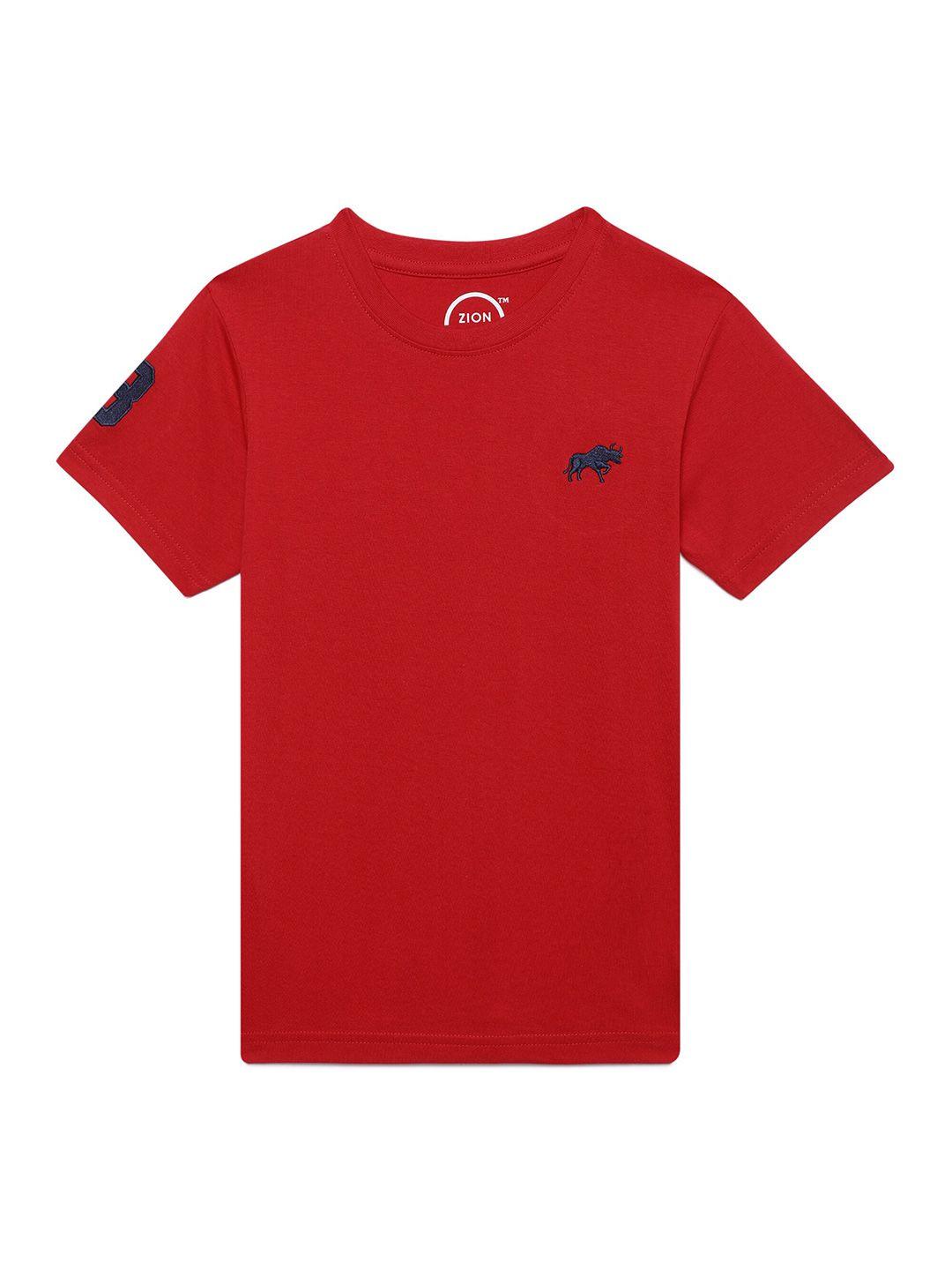 ZION Boys Red Slim Fit T-shirt