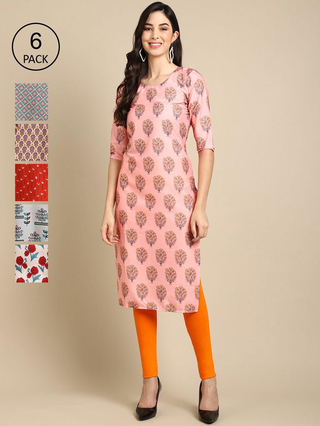 1-stop-fashion-women--pack-of-6--geometric-printed-crepe-kurta