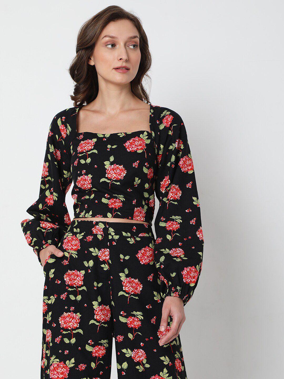 vero-moda-black-&-pink-floral-print-bishop-sleeves-styled-back-crop-top