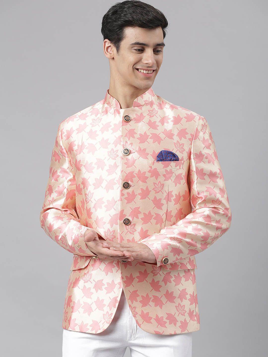 hangup-men-pink-printed-single-breasted-ethnic-blazer