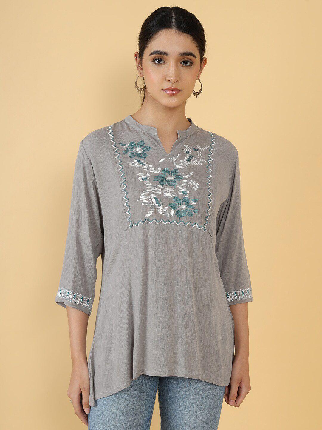 Soch Grey & White Embroidered Tunic