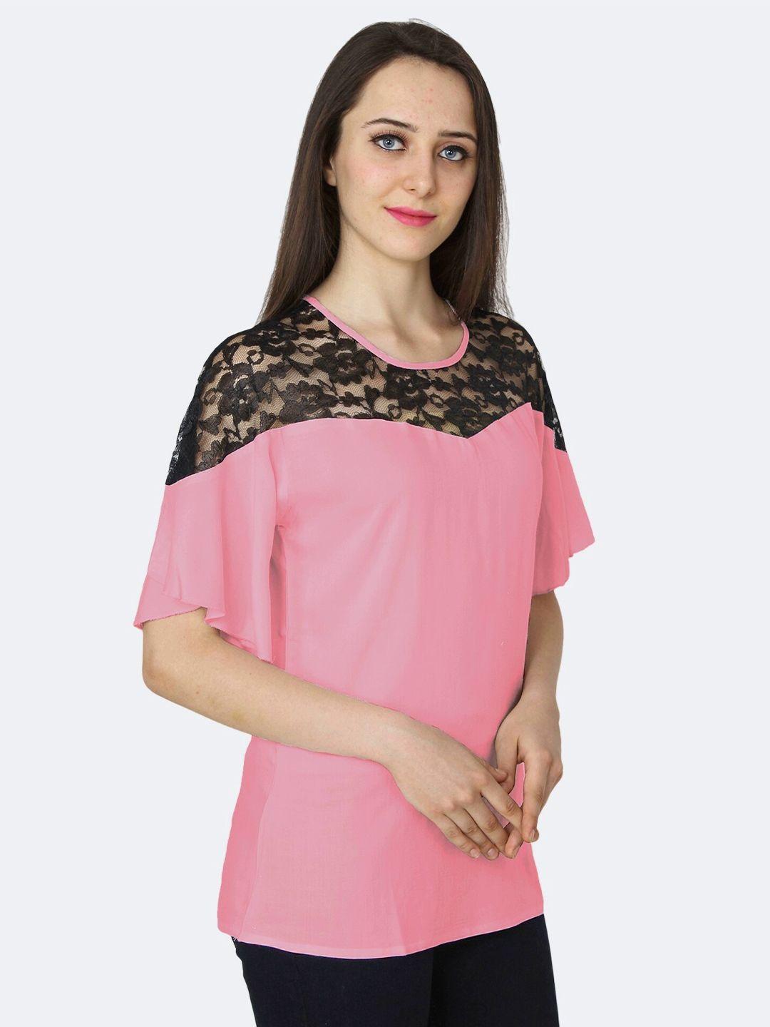 patrorna-women-pink-&-black-top