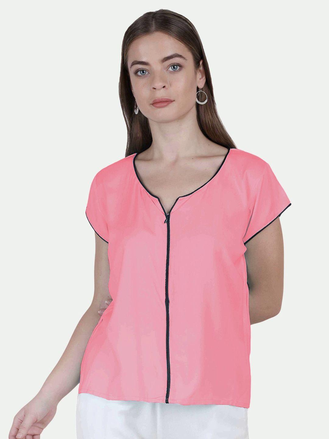 patrorna-women-pink-&-black-top