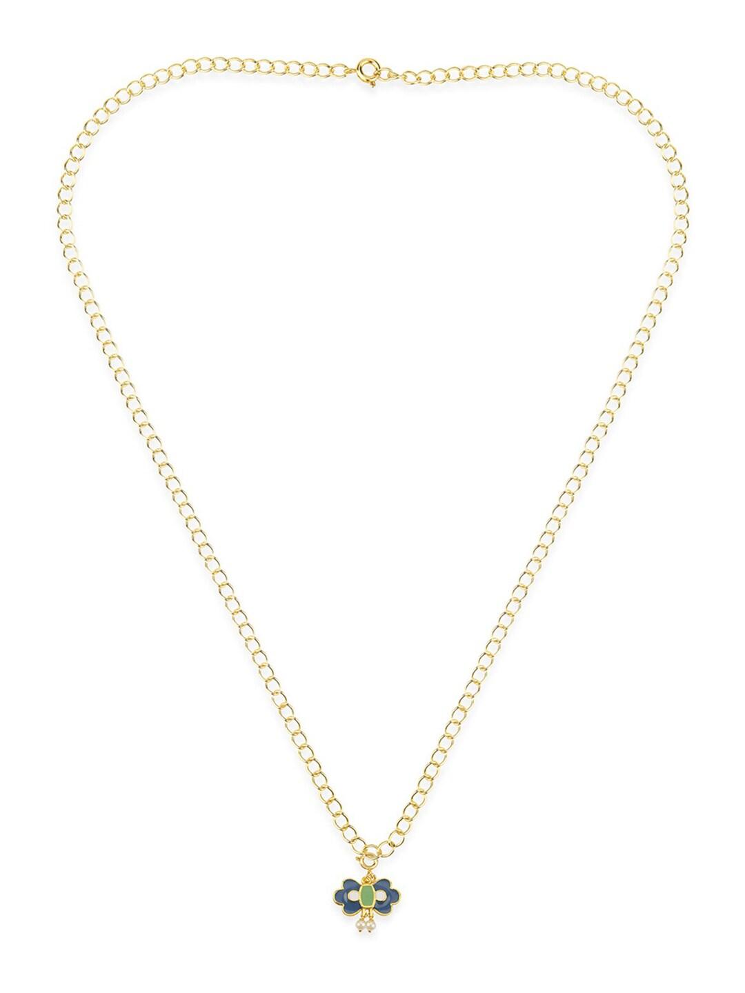 Voylla Women Gold-Plated Diamond Motif Charms Pendant With Chain & Bracelet