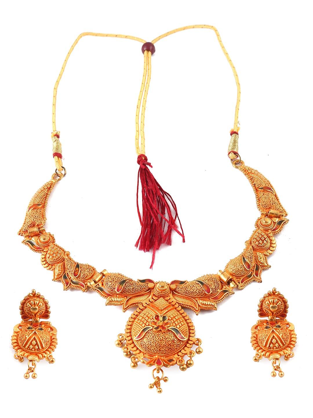 Jewar Mandi Gold-Plated & Gold-Toned Jewellery Set