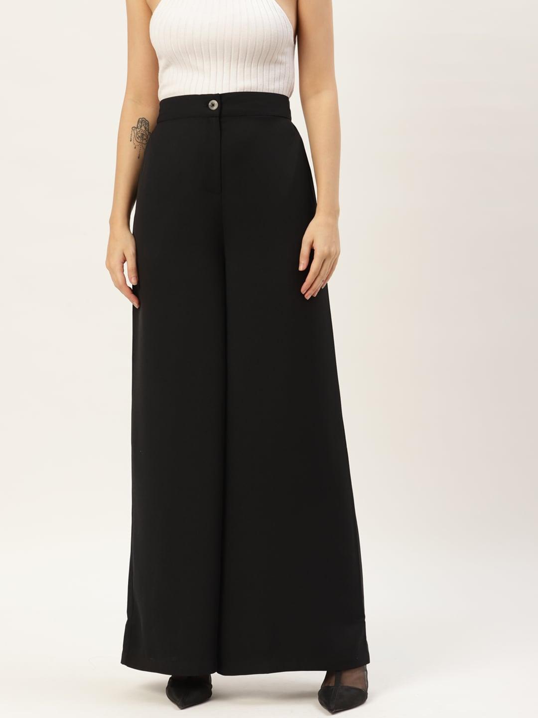 Rue Collection Women Black Solid High-Rise Parallel Trousers