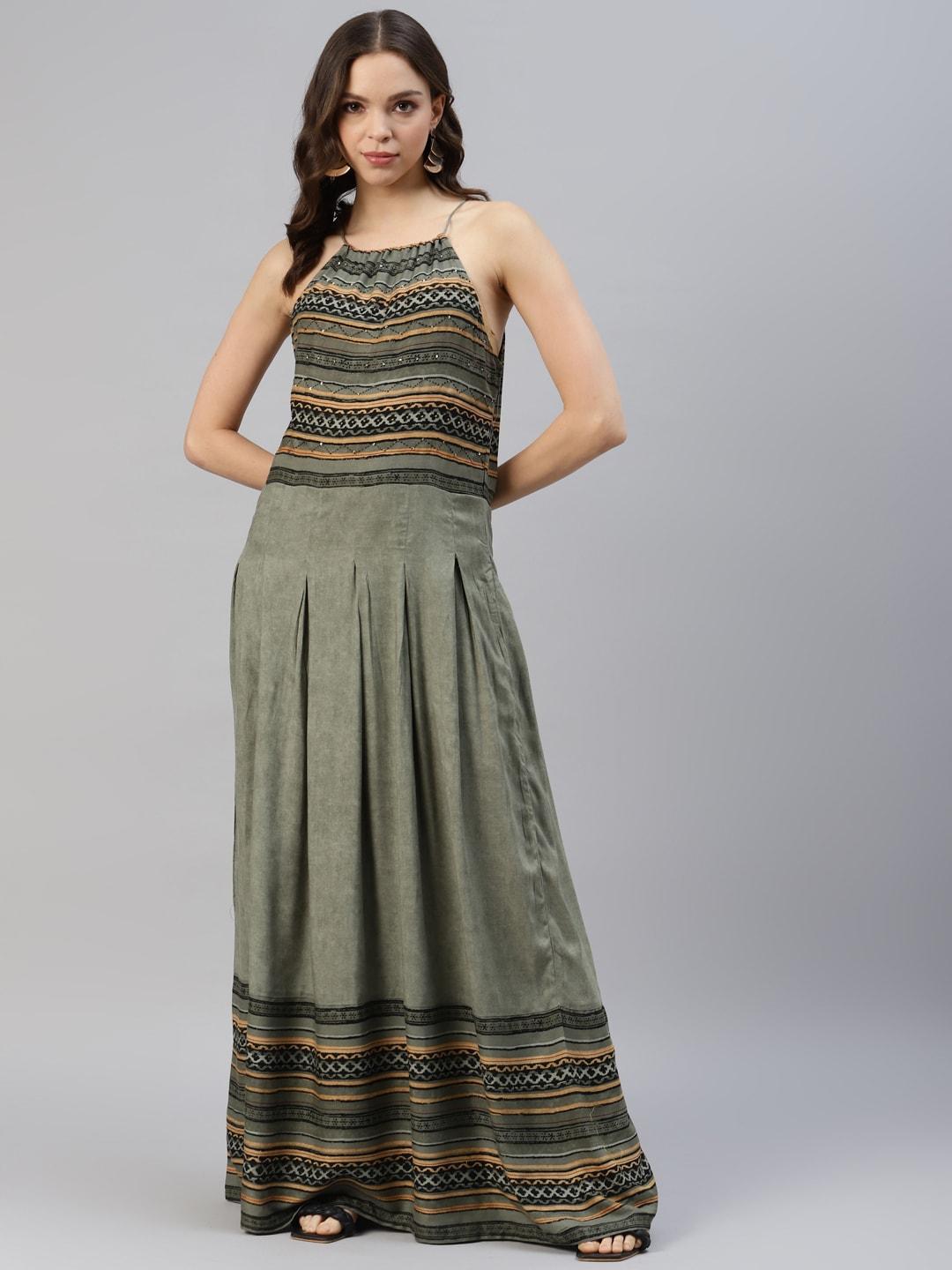 DIVYANK Ethnic Motifs A-Line Maxi Dress
