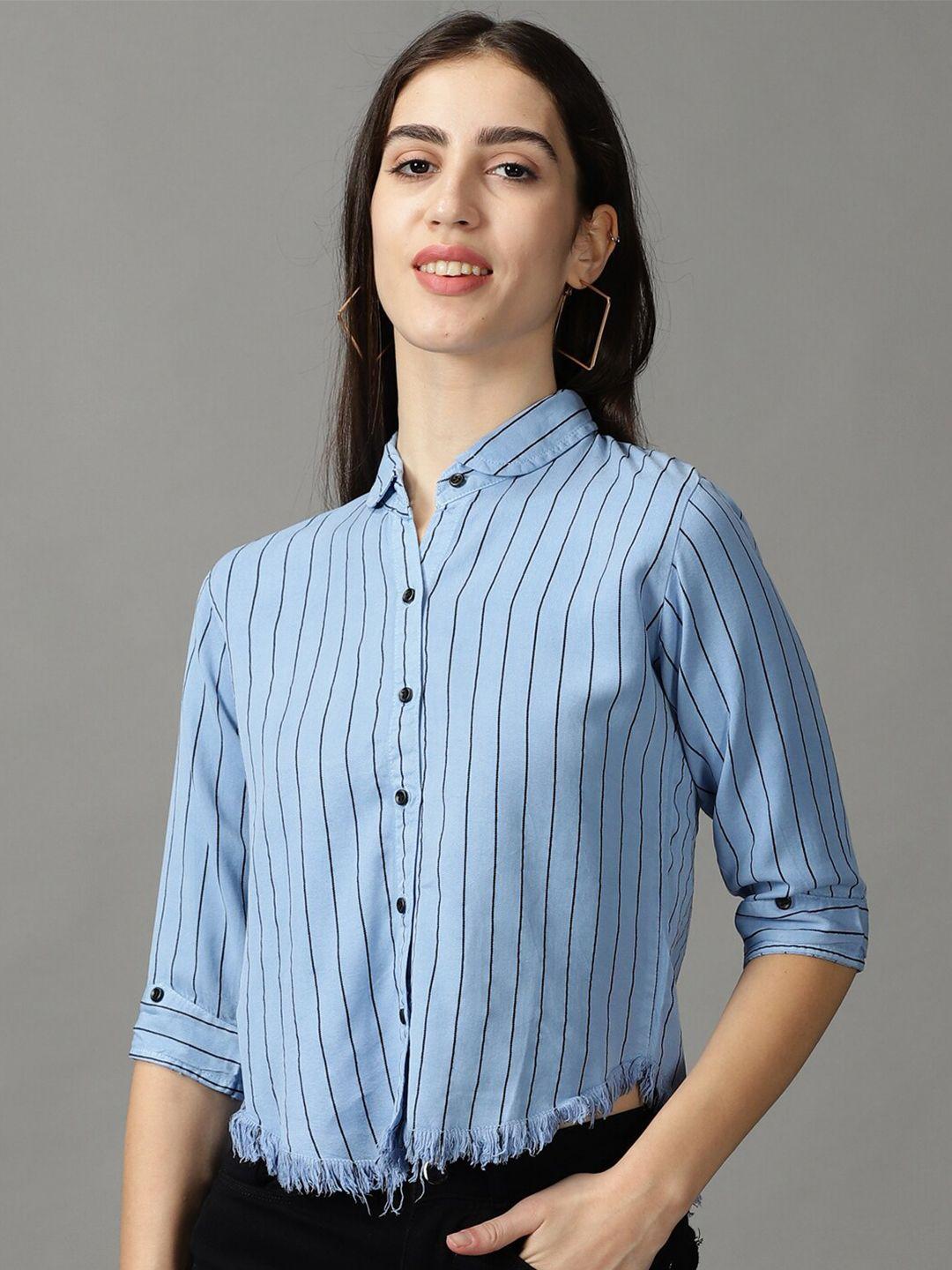 showoff-women-striped-casual-shirt