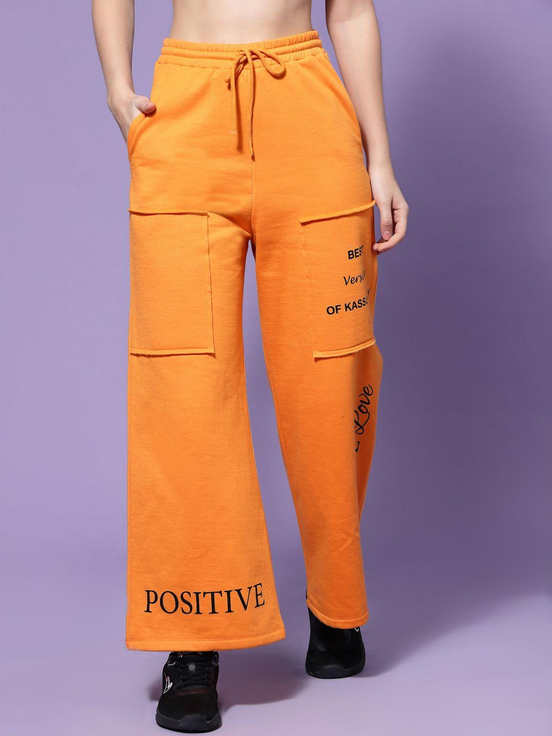 KASSUALLY Typography Loose Fit Cargos Trousers
