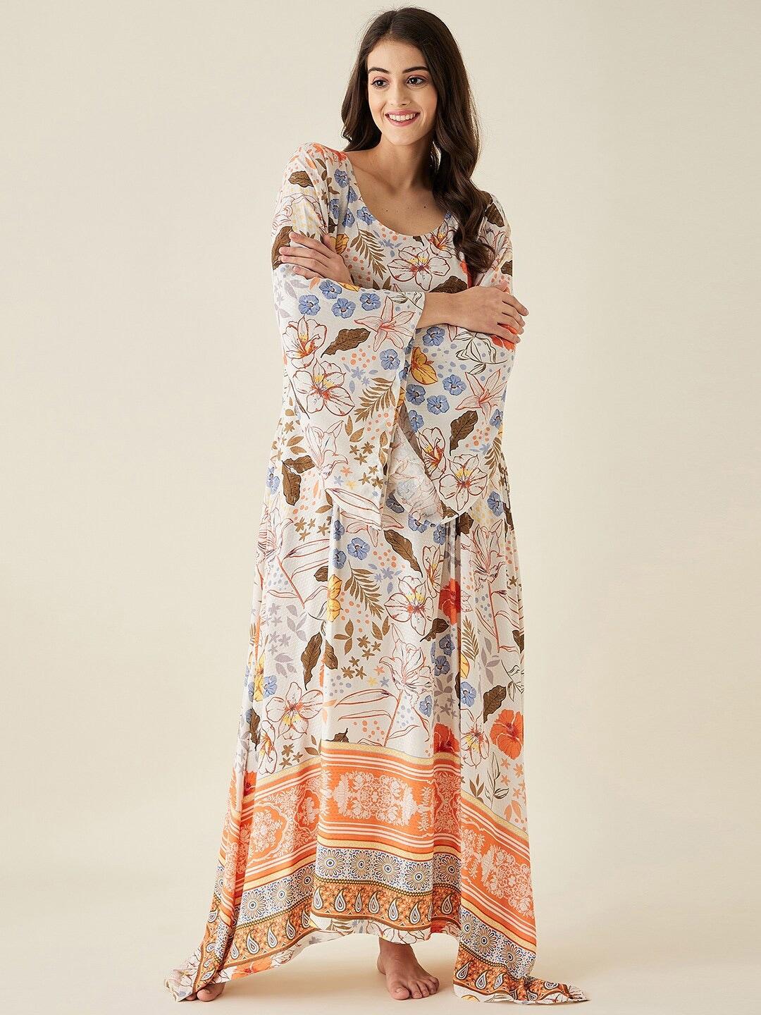 The Kaftan Company Floral Printed Maxi Nightdress