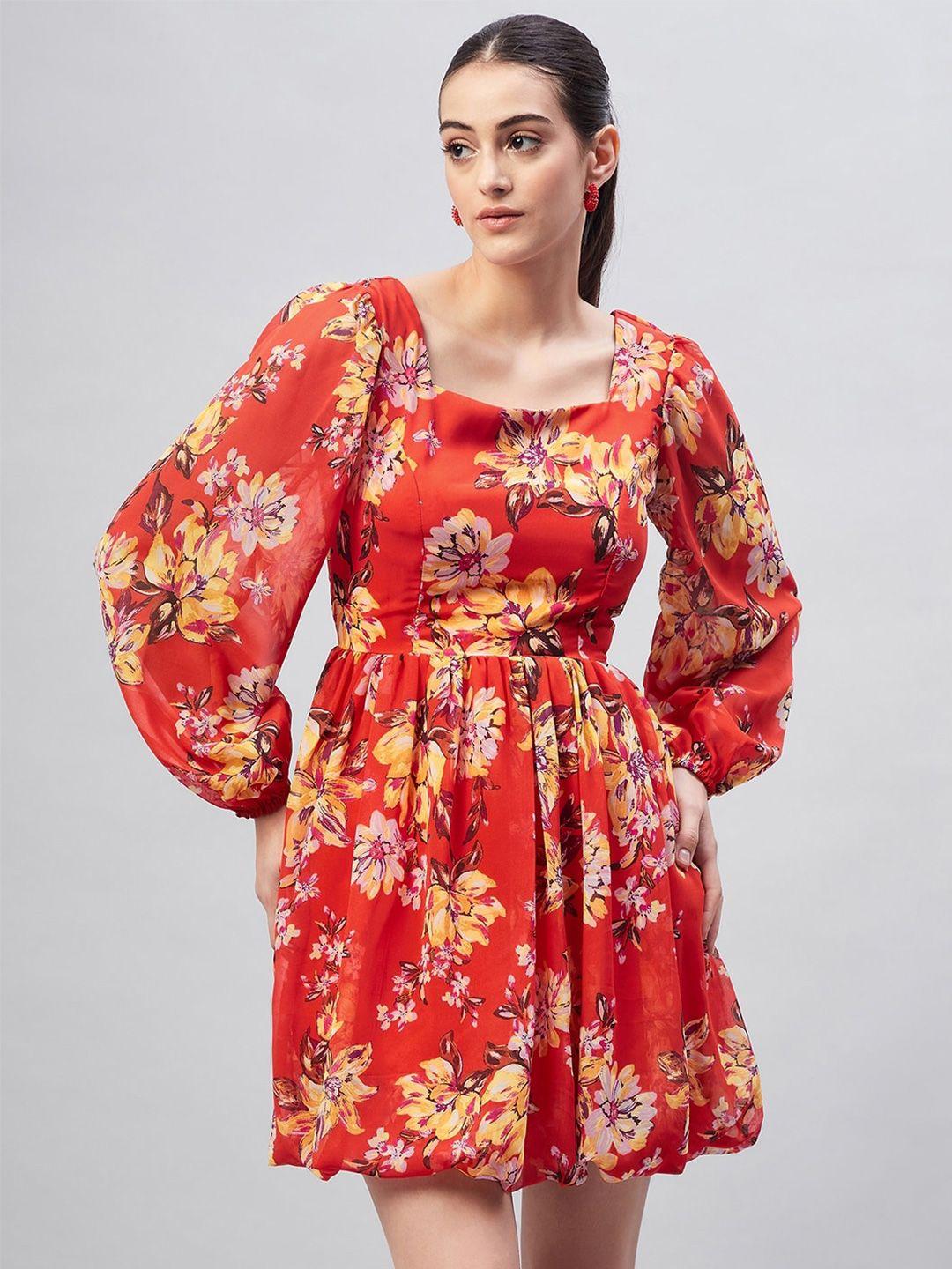 rare-floral-printed-puff-sleeve-georgette-dress