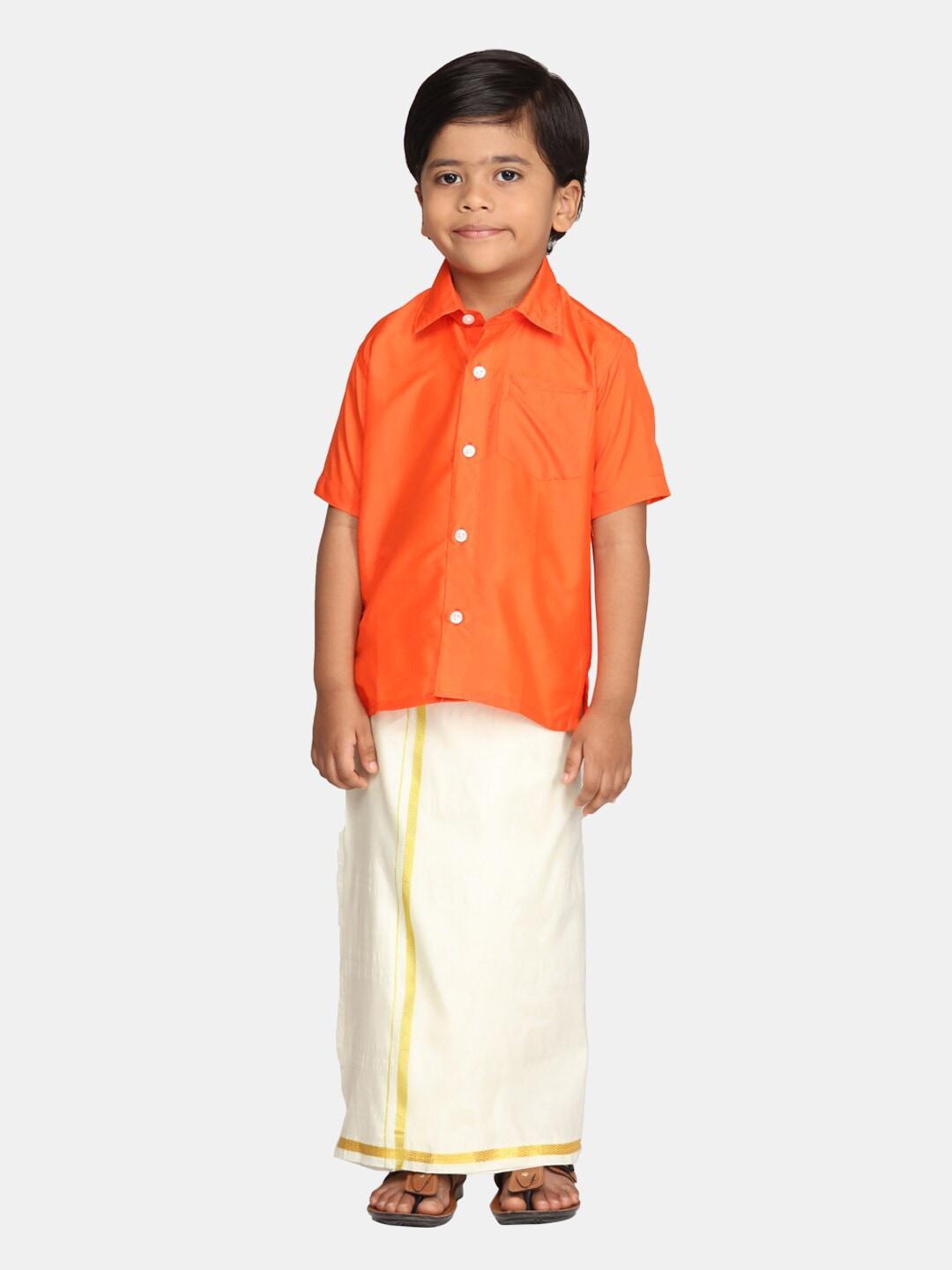 Sethukrishna Boys Ethnic Shirt with Readymade Veshti Clothing Set