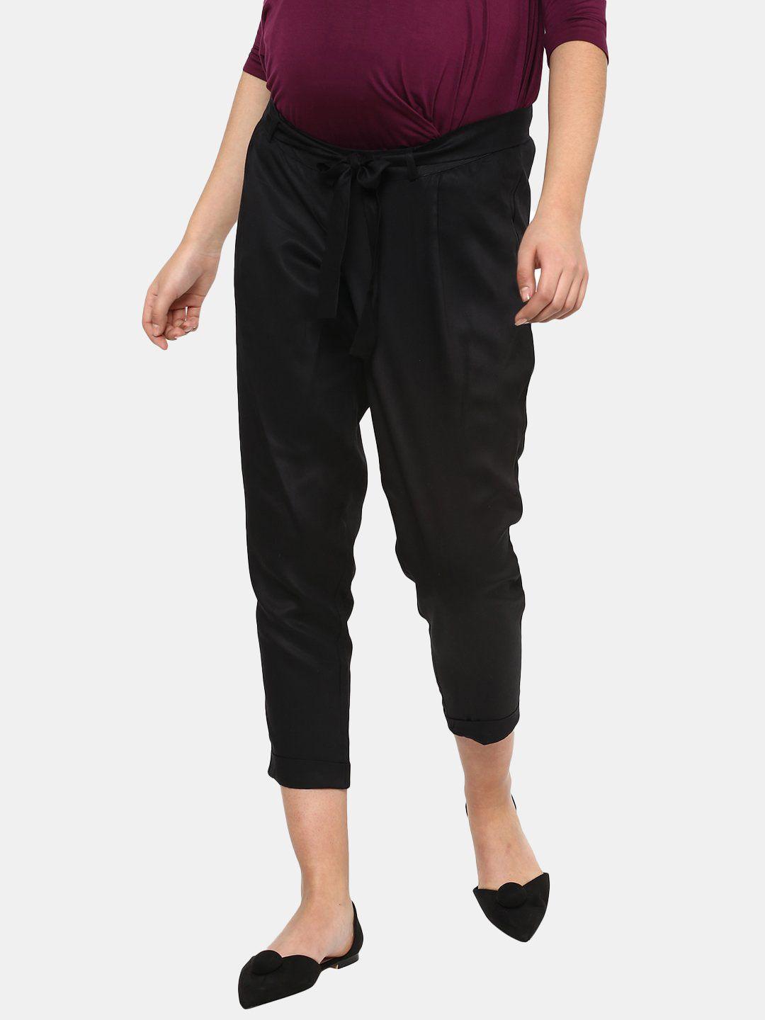 momsoon-maternity-women-black-relaxed-maternity-pleated-culottes-trousers
