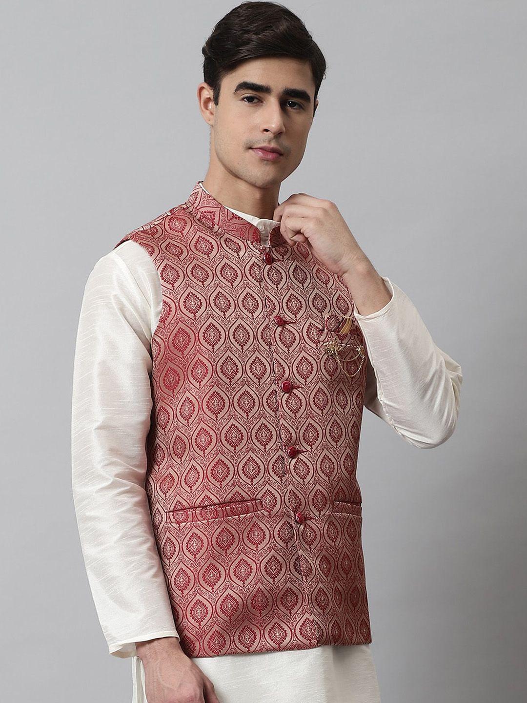 Jompers Men Woven-Design Nehru Jacket
