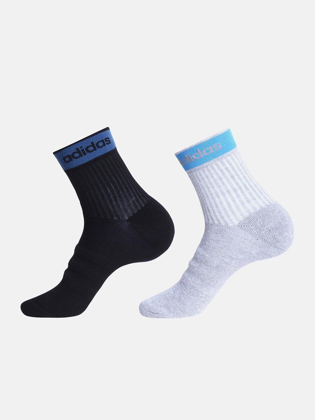ADIDAS Men Pack Of 2 Patterned Heel & Toe Cushion Above Ankle-Length Socks