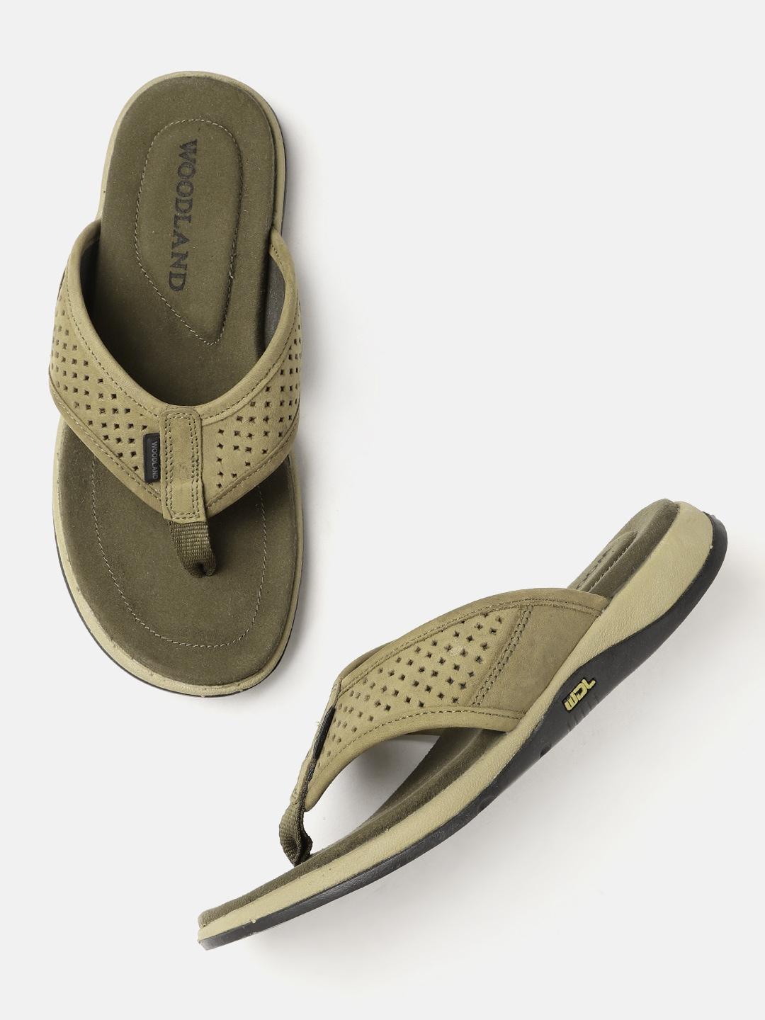 Woodland Men Perforated Leather Comfort Sandals