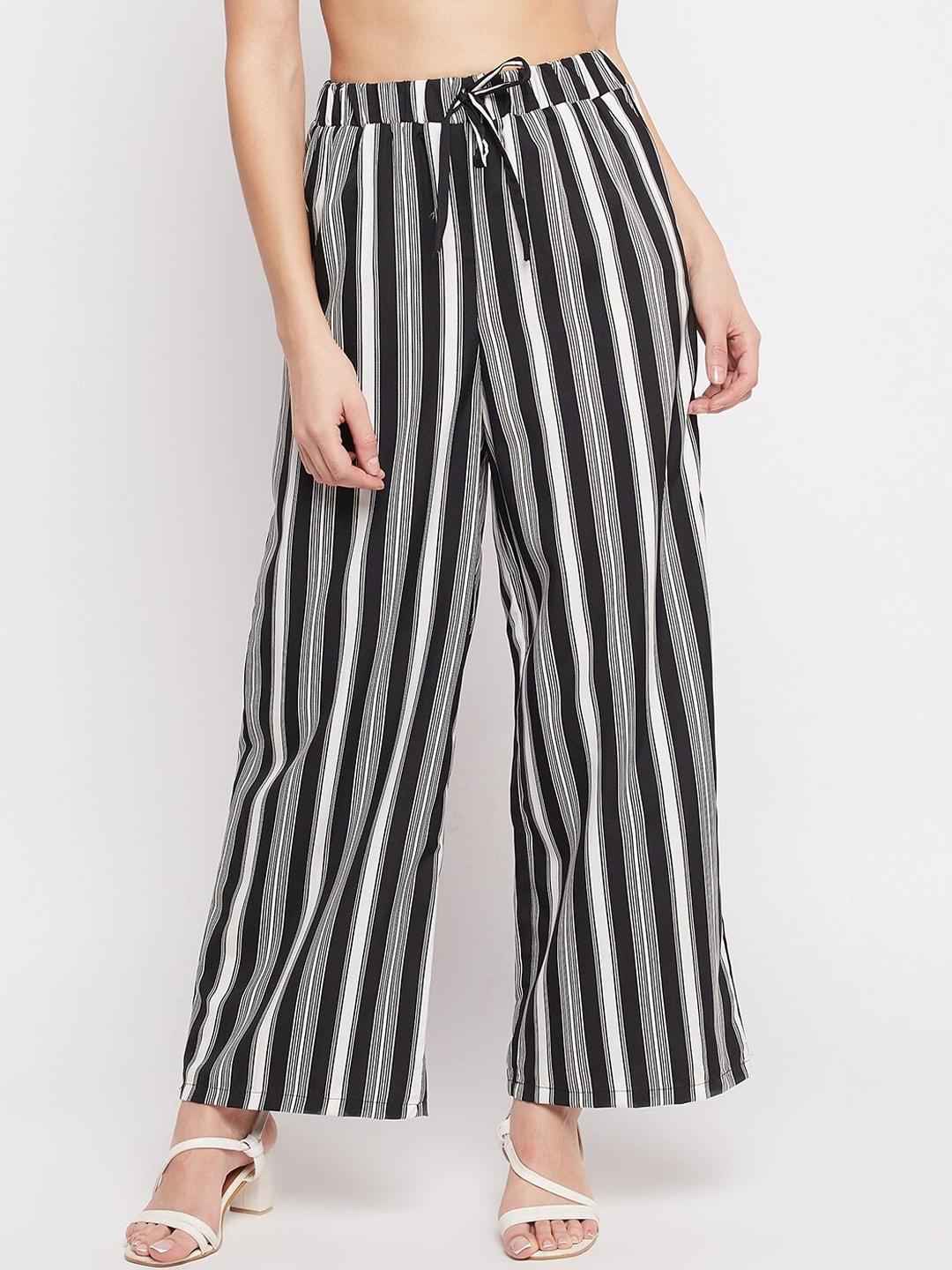 NABIA Women Striped Relaxed High-Rise Trousers
