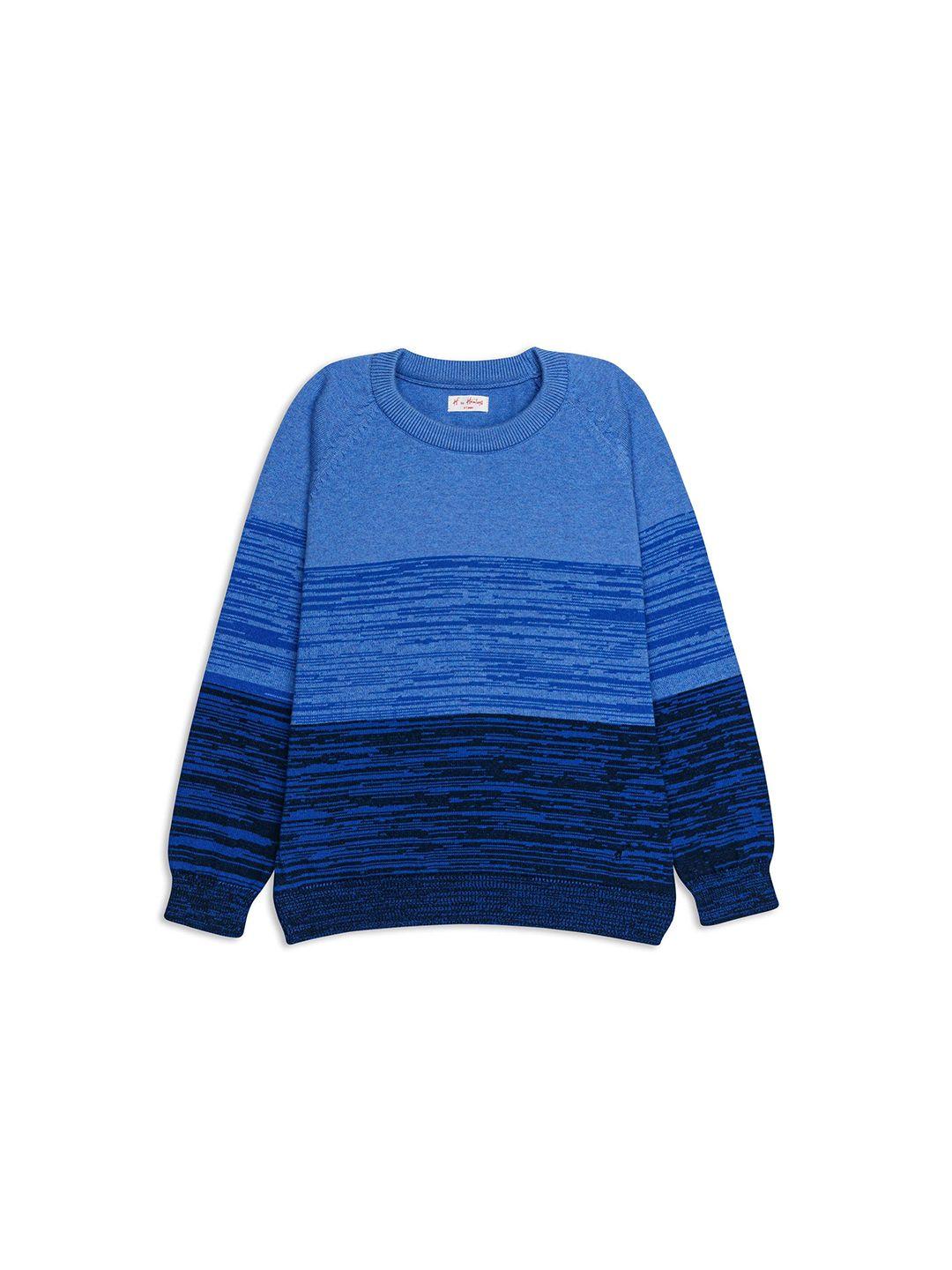 H By Hamleys Boys Navy Blue & Blue Colourblocked Cotton Pullover