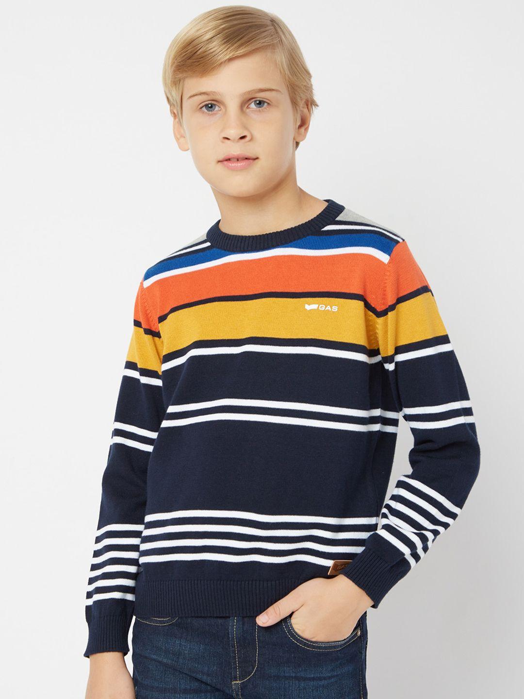 GAS Boys Striped Cotton Pullover Sweater