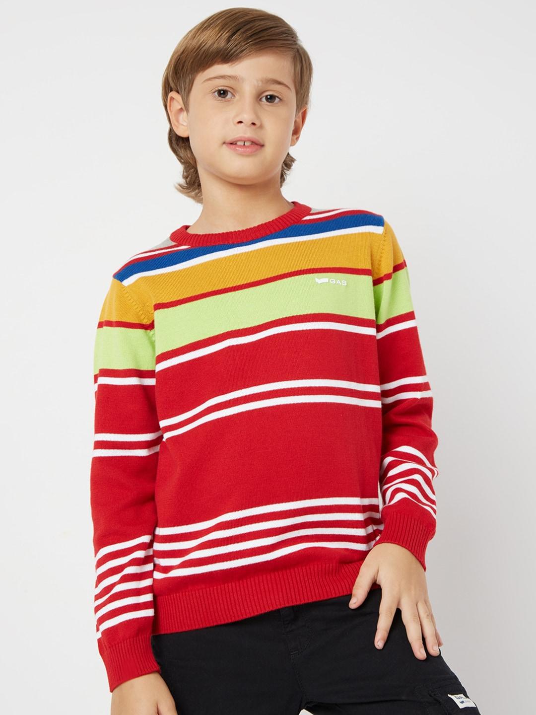 GAS Boys Striped Cotton Pullover Sweater