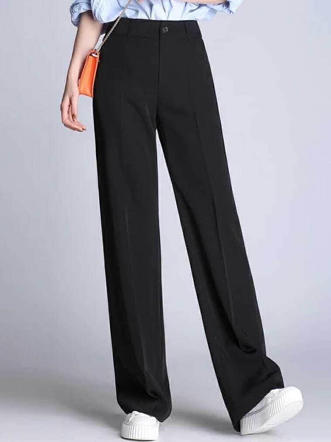 Next One Women Relaxed Straight Leg Loose Fit High-Rise Easy Wash Trousers