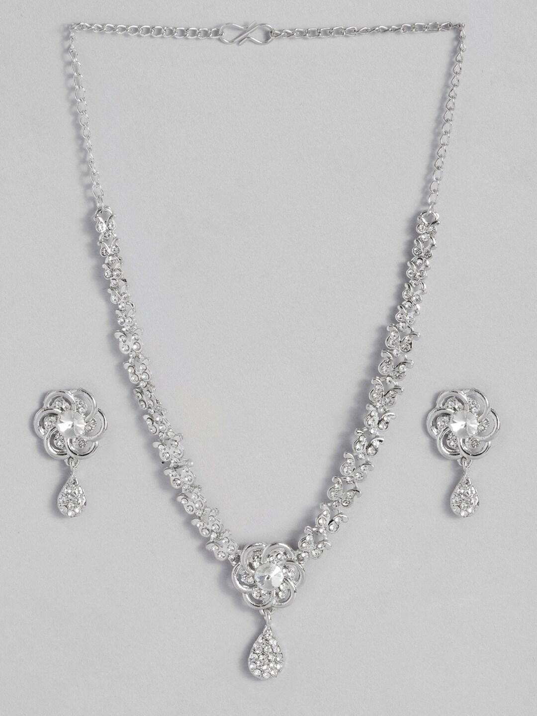 Kord Store American Diamond Rhodium-Plated Jewellery Set