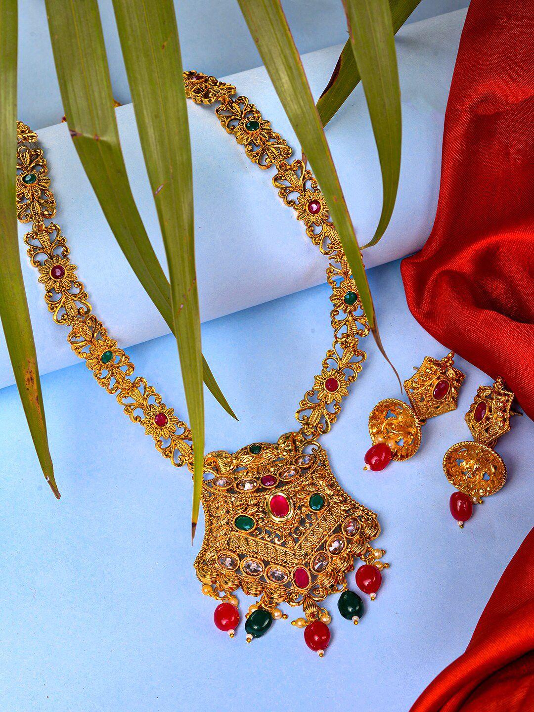 saraf-rs-jewellery-gold-plated-stone-studded-&-beaded-jewellery-set
