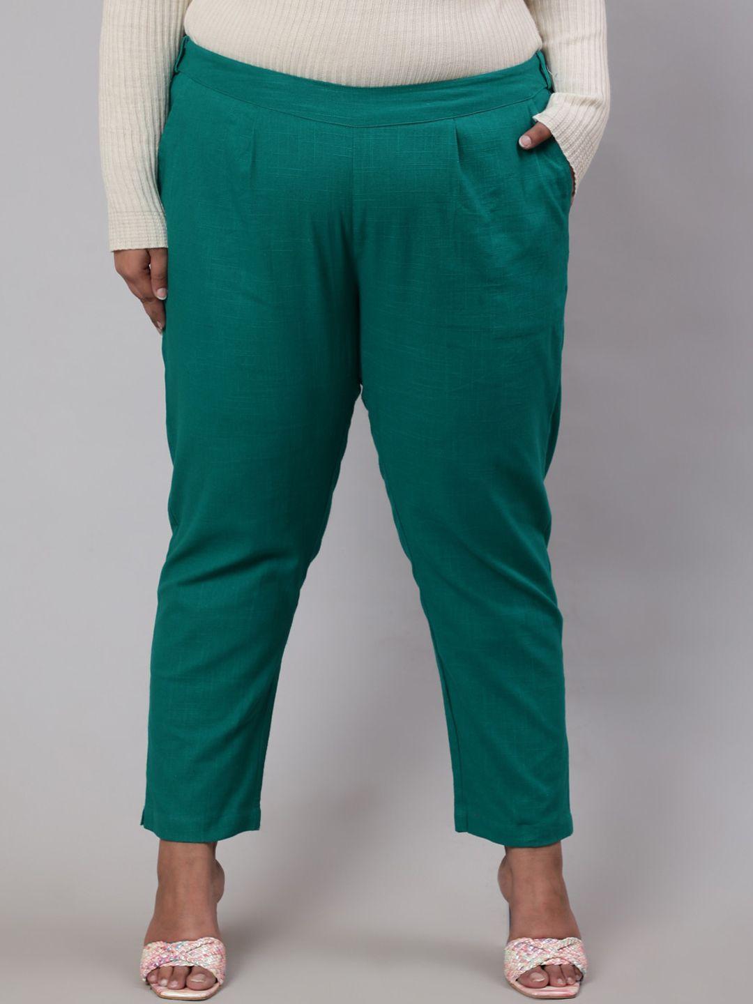 jaipur-kurti-women-plus-size-pleated-cotton-trousers